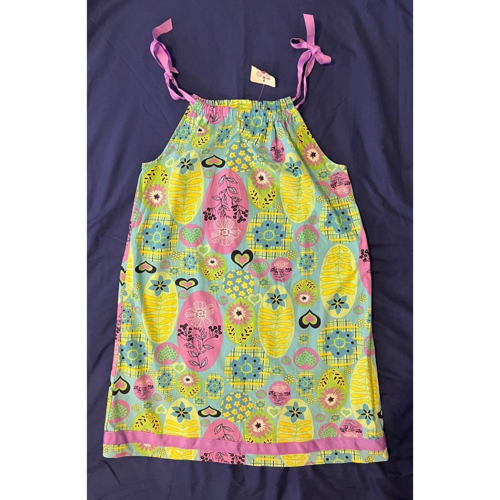 NWT Hanna Andersson 140 10 Pillowcase Dress Patchwork Green Blue Floral MCM Aqua